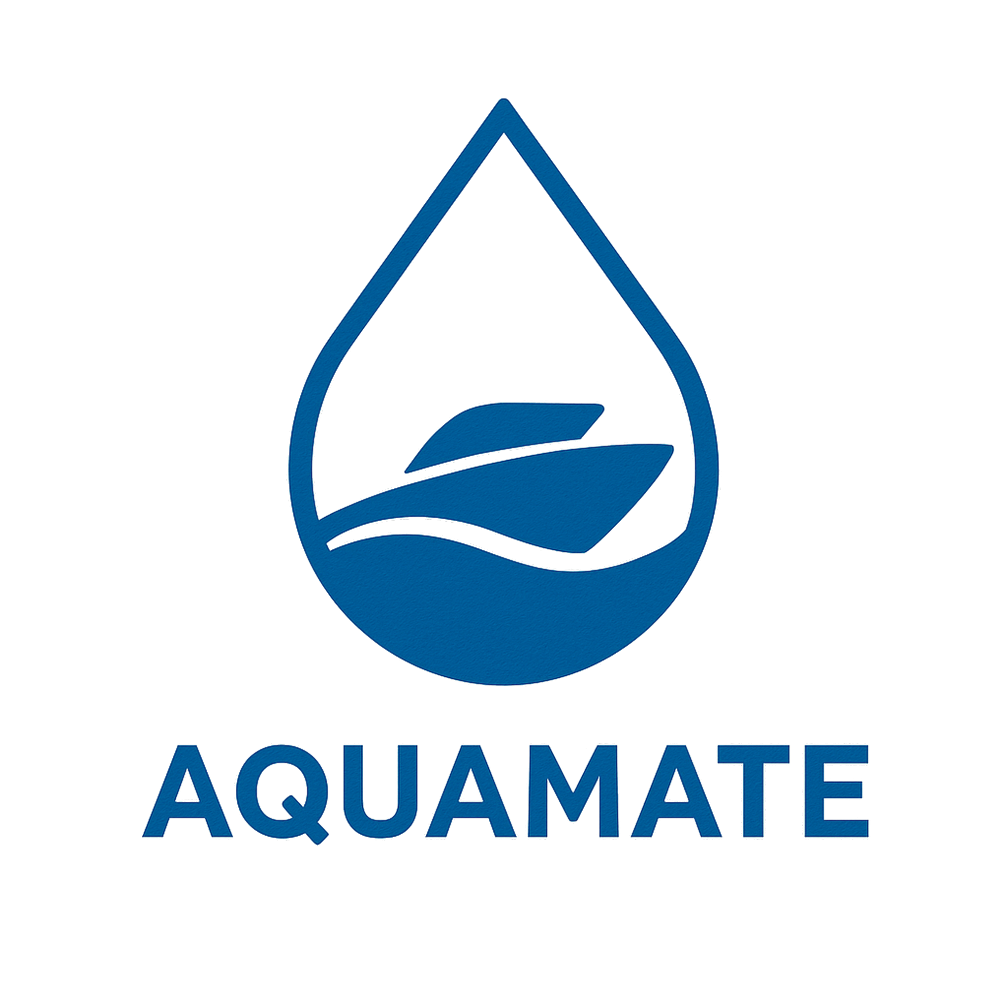 AquaMate logo – blue and white drop-shaped icon with text